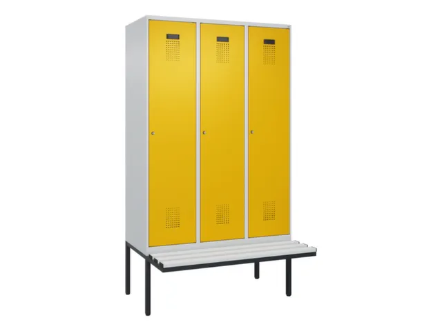 locker met bank,voor scheiding van kleding,HxBxD 2120x1200x815mm,3vak