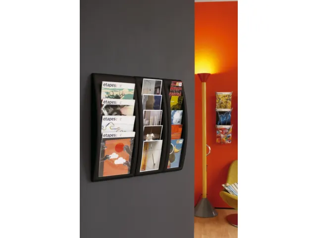 wandfolderhouder,HxBxD 650x227x95mm,v. 5xDIN A5,plank(en) transparant