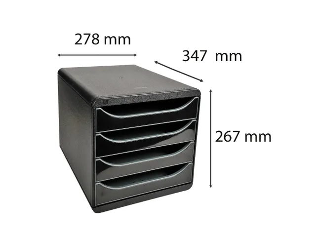 Module de classement Big Box 4 tiroirs Glossy - Noir brillant