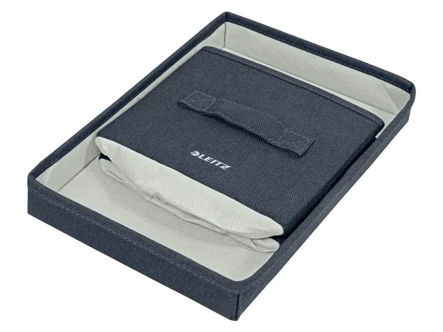 Boîte de rangement Leitz tissu avec couvercle 190x160x285mm gris 2pcs