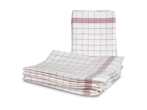 keukendoek LxB 800mmx600mm halflinnen wit/rood ruitpatroon