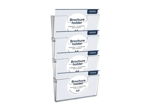 Folderhouder Europel 4x A4 wand liggend koppelbaar transparant