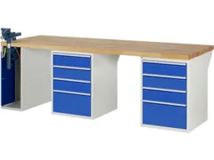 werkbank,HxBxD 890x2500x900mm,beukblad,draagverm. 750kg,3containers