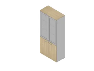 Vitrinekast 2000X900X450Mm Glazen Deuren 4Xhouten Vloer Aluminium Eike - 1
