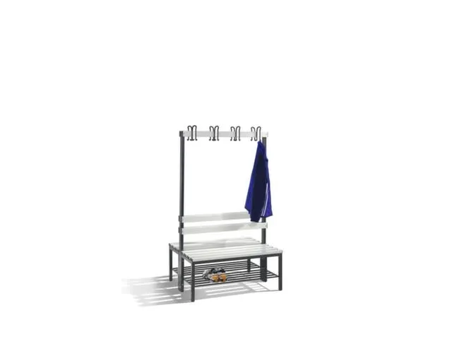 banc double HxLxP 1650x1000x756mm lames PVC gris clair corps RAL7035