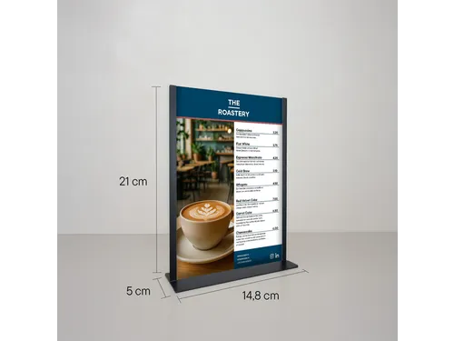 Kaarthouder Europel zwart metaal met acryl bord A5