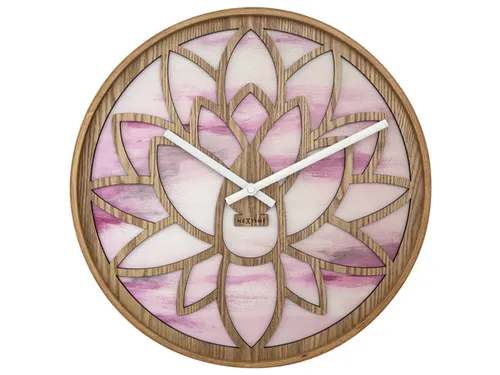 Wandklok Nextime dia 40cm Roze Hout Lotus