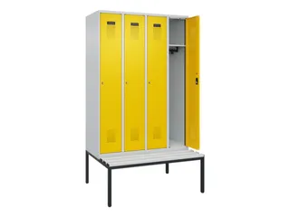 locker met bank,HxBxD 2120x1200x815mm,4vak,vak B 300mm,cilinderslot - 1