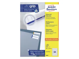 Etiket Avery Zweckform 3667 48.5x16.9mm wit 6400stuks - 2