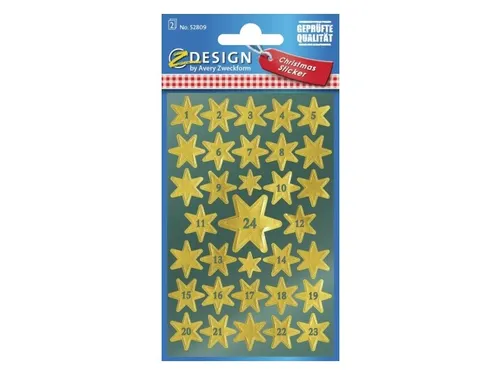 Etiket Z-design Christmas gouden sterren - 2 vel