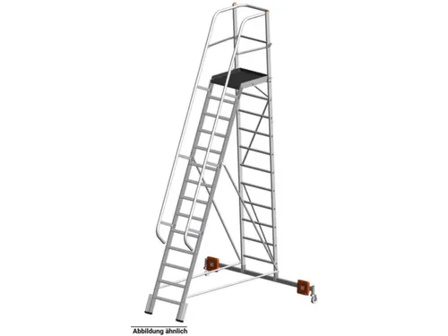 verrijdbare treden-platformladder,eenzijdig,10trede(n),stand H 2,35m