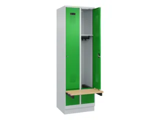 locker met bank,HxBxD 1950x600x815mm,2vak,vak B 300mm,cilinderslot - 1