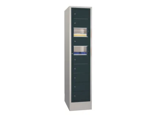 Vakken-/sorteerkast 1850x400x500 1x10 Vakken Ral7035 Front Ral7016
