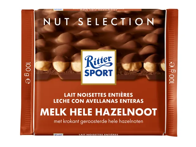 Chocolade Ritter Sport melk-hele hazelnoot 100gr