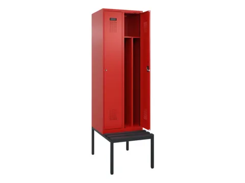 locker met bank,voor scheiding van kleding,HxBxD 2120x600x815mm,2vak