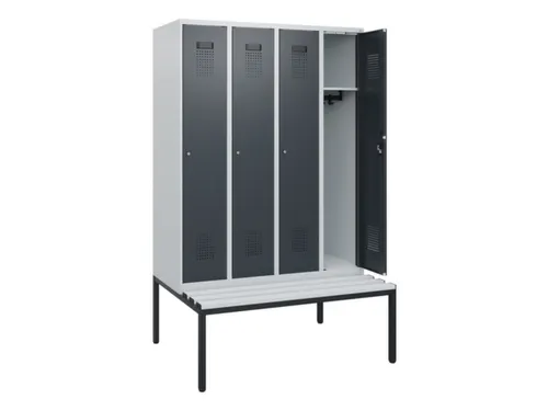 locker met bank,HxBxD 1950x1200x815mm,4vak,vak B 300mm,cilinderslot