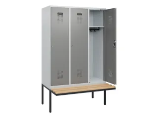 locker met bank,HxBxD 1950x1200x815mm,3vak,vak B 400mm,cilinderslot - 1