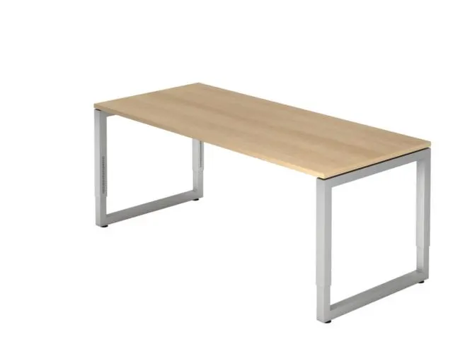 In hoogte verstelbaar bureau,HxBxD 650-850x1800x800mm,blad eiken