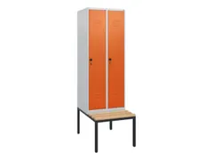 locker met bank,HxBxD 1950x600x815mm,2vak,vak B 300mm,draaigrendel
