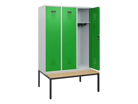 locker met bank,HxBxD 1950x1200x815mm,3vak,vak B 400mm,cilinderslot