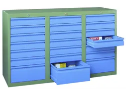 ladekast HxBxD 900x1500x500mm 21laden RAL7035 front RAL7016