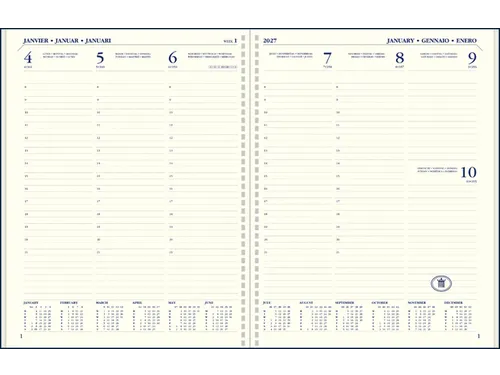 Agenda 2027 Ryam Executive Nappa 7dagen/2pagina's ringplastic zwart