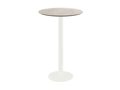 statafel,HxØ 1090x700mm,rond,schotelvoet wit,blad HPL Moonstone