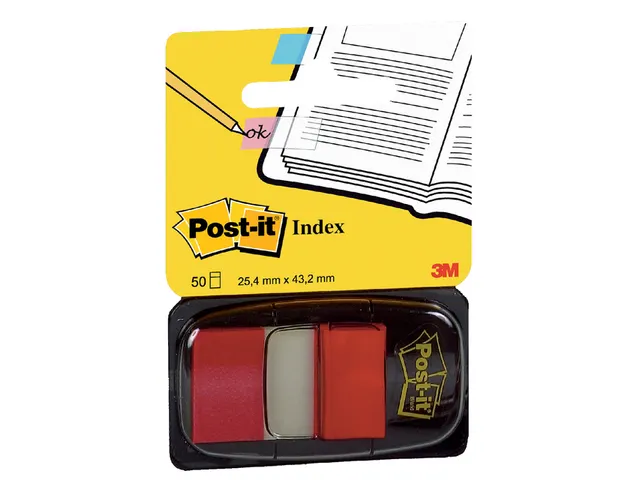 Indextabs 3M Post-it 680 25.4x43.2mm rood