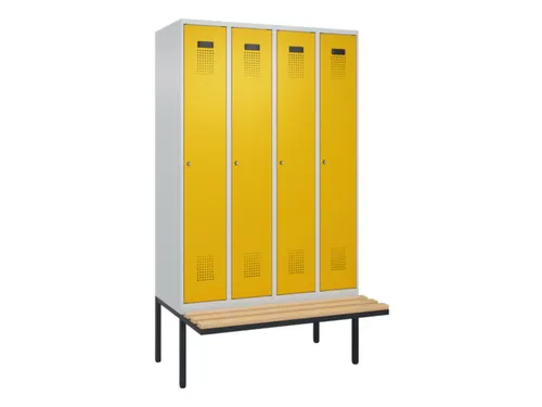 locker met bank,HxBxD 2120x1200x815mm,4vak,vak B 300mm,cilinderslot