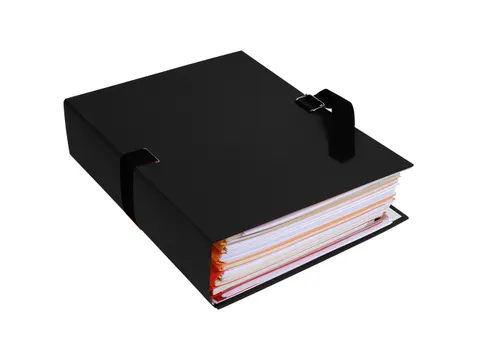 Map uitrekbare rug papier zwart, folie 5 stuks