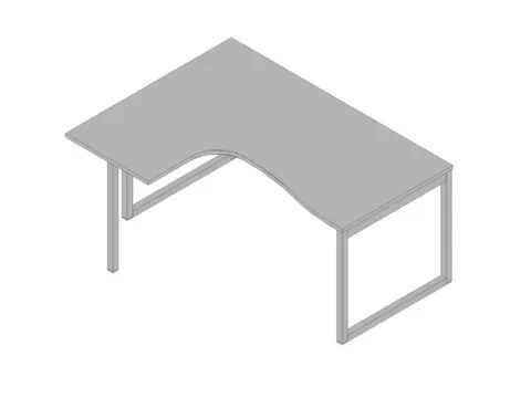 hoek-bureau,HxBxD 730x1600x1200mm,blad grijs,verdieping links