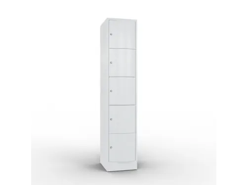 lockerkast 1950x396x540mm 1x5 vakken RAL7035 front RAL7035 sokkel