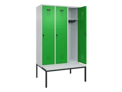 locker met bank,HxBxD 2120x1200x815mm,3vak,vak B 400mm,draaigrendel