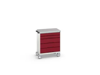 gereedschapswagen 980x800x600mm linoleum blad 5 laden RAL7035+RAL3004 - 1