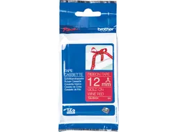 TZERW34 Brother PT 12mm Gold-Burgundy tape 4m non adhesive