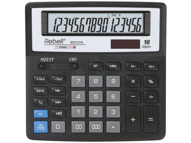 Calculator Rebell-BDC312-BX zwart desktop | RekenmachinesWinkel.nl