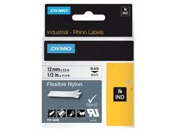 Labeltape Dymo Rhino 18488 Nylon 12mmx3.5m Zwart Op Wit