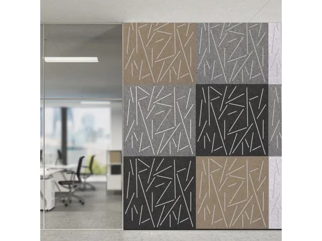 Akoestisch wandpaneel vierkant met patroon uitsnede 100x100cm Zand