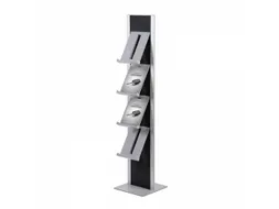 Brochurerek Totem Zwart Met Stalen Legplanken