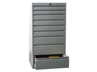 ladekast,HxBxD 1200x500x600mm,9lade(n),cil.-slot,RAL7035,front RAL3000 - 1