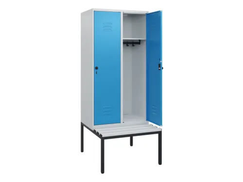 locker met bank,HxBxD 1950x800x815mm,2vak,vak B 400mm,draaigrendel