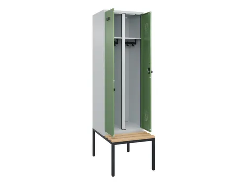 locker met bank,voor scheiding van kleding,HxBxD 2120x600x815mm,2vak