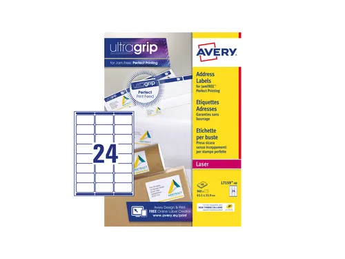 Adresetiket Avery QuickPeel L7159-40 63.5x33.9mm Wit 960 stuks
