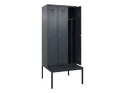 locker met bank,voor scheiding van kleding,HxBxD 2120x900x815mm,3vak