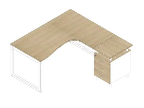 Bureauset Bureau Staand Ladeblok Rechts 730x1600x1650mm Eiken Wit