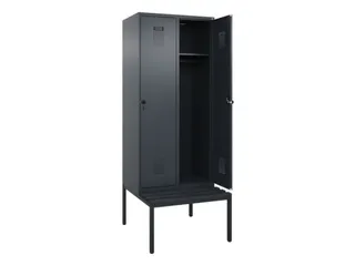 locker met bank,HxBxD 2120x800x815mm,2vak,vak B 400mm,draaigrendel - 1
