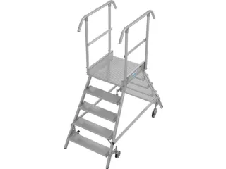 bordestrap,verrijdbaar,bordes H 1,2m,2x5treden,aluminium,4zwenkwielen - 2