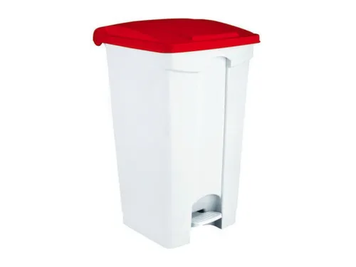 Contitop,afvalbak met pedaal 90L wit/rood/VE:3