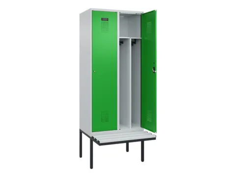 locker met bank,voor scheiding van kleding,HxBxD 2120x800x815mm,2vak