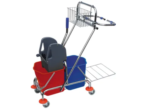 dweilwagen,HxBxD 1000x410x930mm,emmer 2x17l ROOD/BLAUW,mopwringer